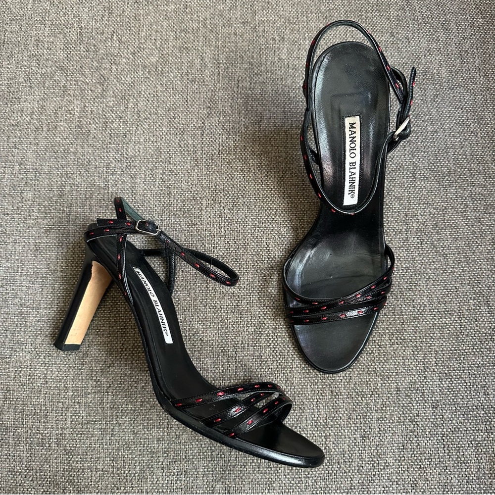 Vintage Manolo Blahnik strappy stitched heels